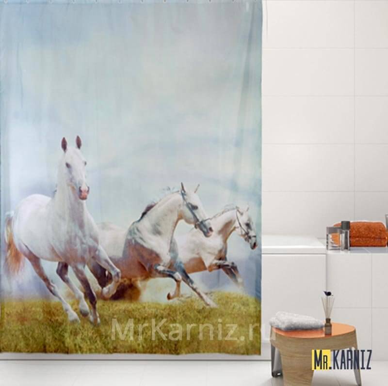 Штора для ванной HORSE Лошади